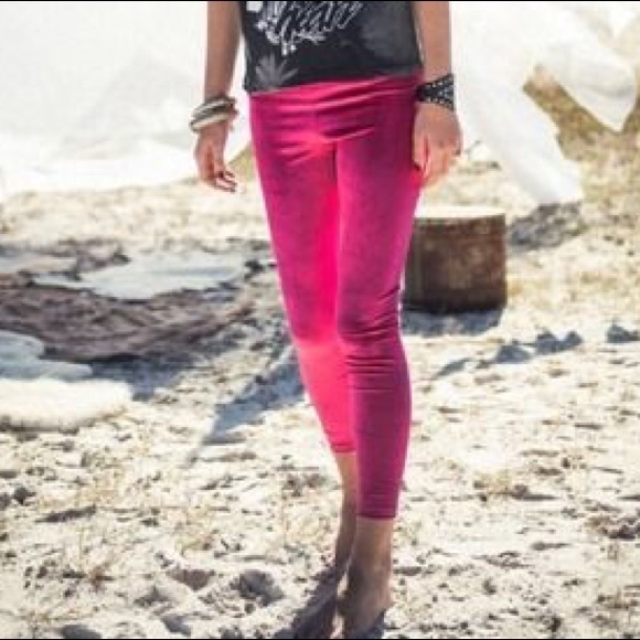 Hot Pink Velvet Leggings 